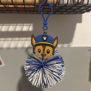FREE GIFT!! Paw Patrol | Chase Emoji Pom Pom Clip Keychain Koosh